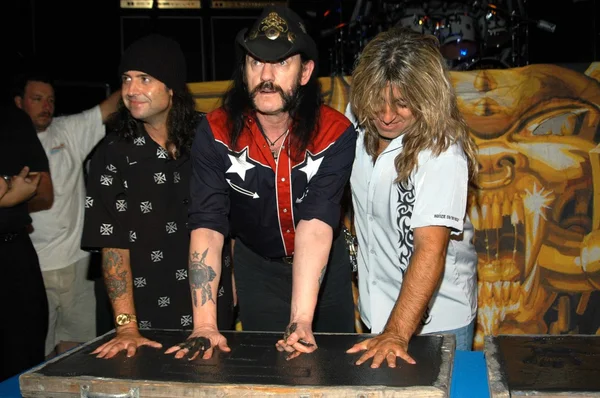 Motorhead barátait philip campbell, Ian ' Lemmy ' kilmister és mikkey dee — Stock Fotó