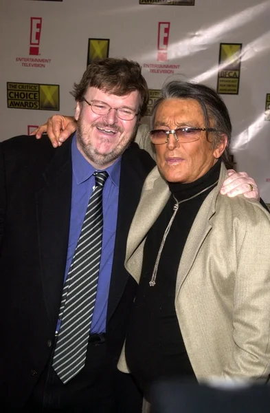 Michael moore en robert evans — Stockfoto