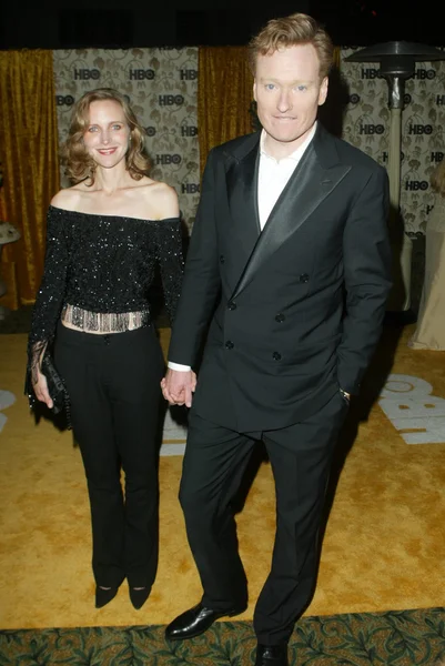 Conan O'Brien i żona Liza Powell — Zdjęcie stockowe