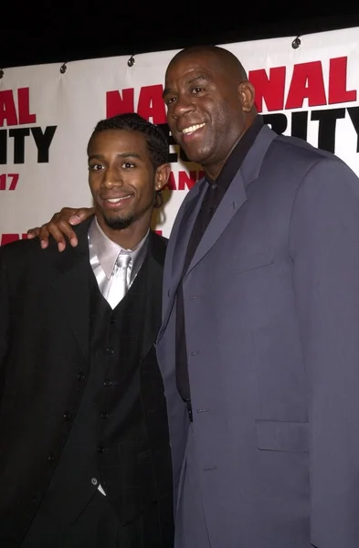 Magic Johnson e figlio — Foto Stock