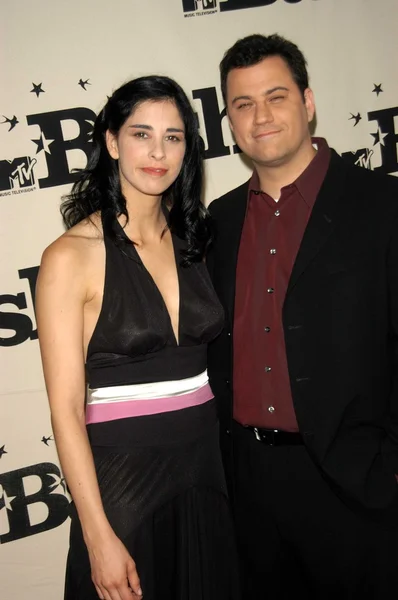 Sarah Silverman og Jimmy Kimmel. – stockfoto