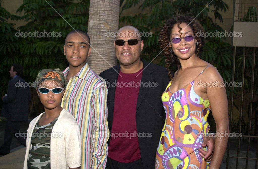 Laurence Fishburne, son Langston, daughter Montana, Gina Torres Stock Editorial Photo © s