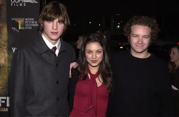 Ashton kutcher, mila kunis och danny masterson — Stockfoto