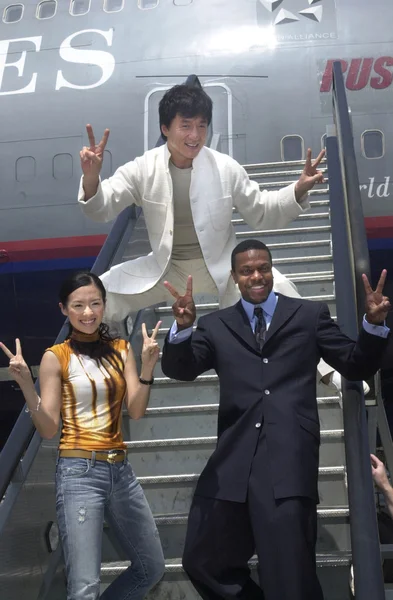 Jackie Chan, Zhang Ziyi & Chris Tucker during Rush Hour 2 Premiere