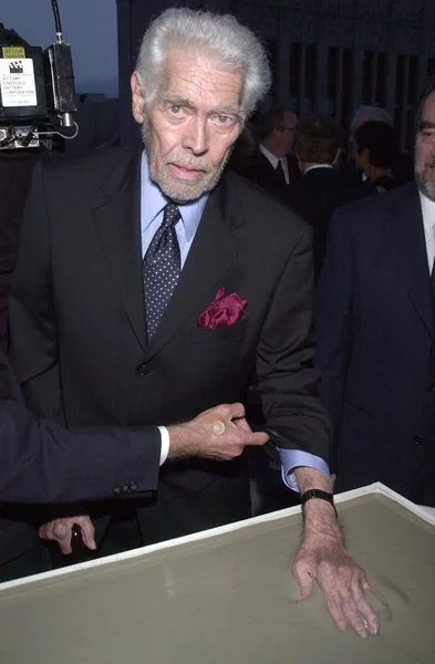 James Coburn consigue sus huellas en el cemento — Foto de Stock