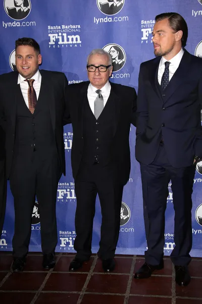 Jonah hill, martin scorsese, leonardo di Caprio — Foto Stock