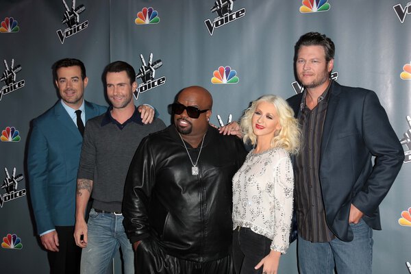 Carson Daly, Adam Levine, Cee Lo Green, Christina Aguilera and Blake Shelton