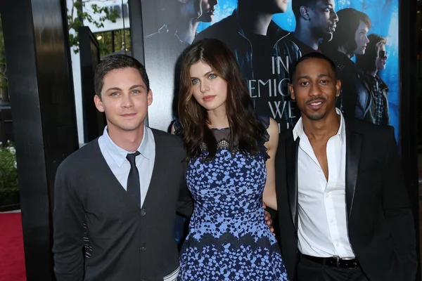 Logan Lerman, Alexandra Daddario i Brandon T. Jackson — Zdjęcie stockowe