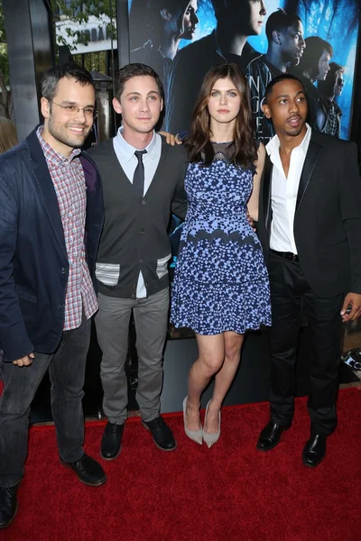 Thor Freudenthal, Logan Lerman, Alexandra Daddario, Brandon T. Jackson — Foto Stock