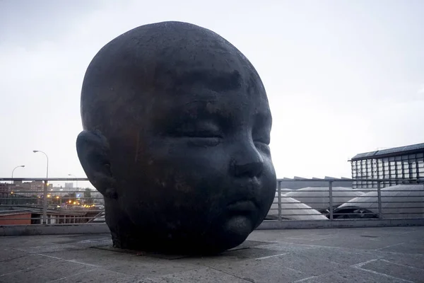 Madrid Spain June 2022 Day Night Sculpture Giant Baby Heads — Photo