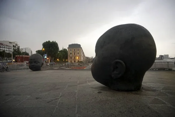 Madrid Spain June 2022 Day Night Sculpture Giant Baby Heads — Photo