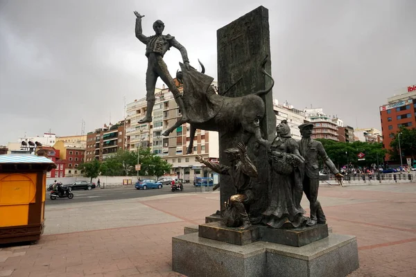 Madrid Espagne Juin 2022 Sculpture Torero Devant Arène Taureaux Plaza — Photo