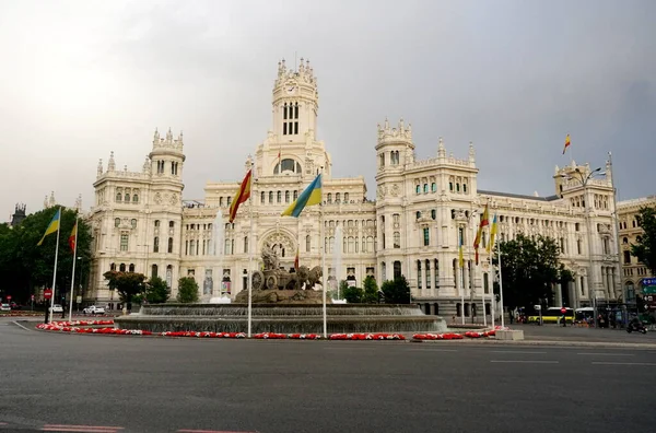 Madri Espanha Junho 2022 Prefeitura Madri Plaza Cibeles Palácio Comunicaciones — Fotografia de Stock