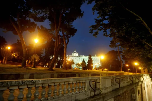 Madrid España Junio 2022 Madrid Por Noche Arquitectura Punto Referencia — Foto de Stock