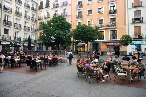 Madrid Spain June 2022 Castiza Chueca Square Its Terraces Bars — Zdjęcie stockowe