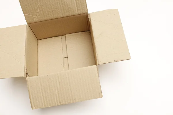Open and Empty Cardboard Box isolated on a white background — Stock Photo, Image