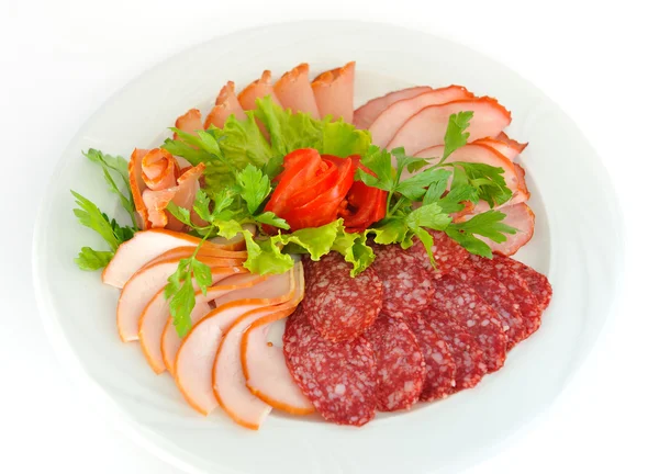 Pastrami og salami  . – stockfoto