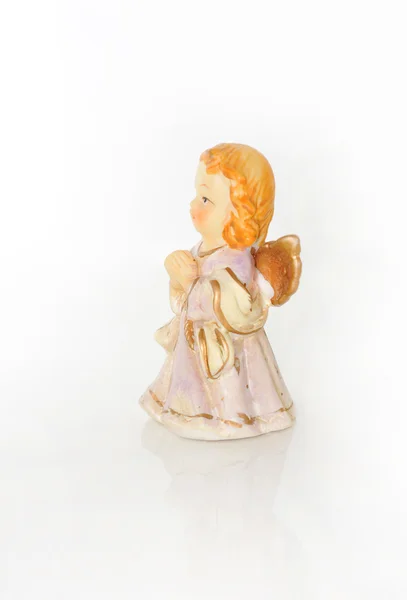 Ceramic angel girl on white. — Stock Photo, Image