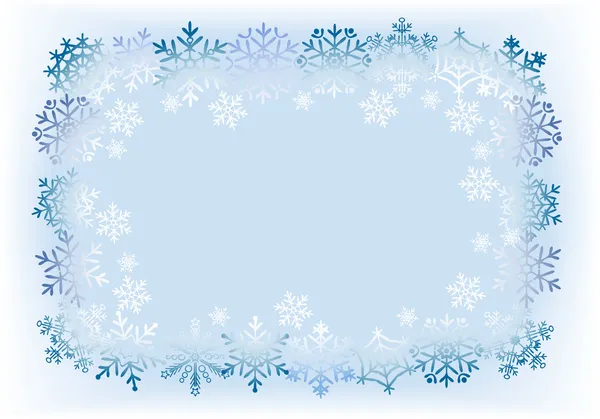 Marco de copos de nieve con fondo azul claro . — Archivo Imágenes Vectoriales