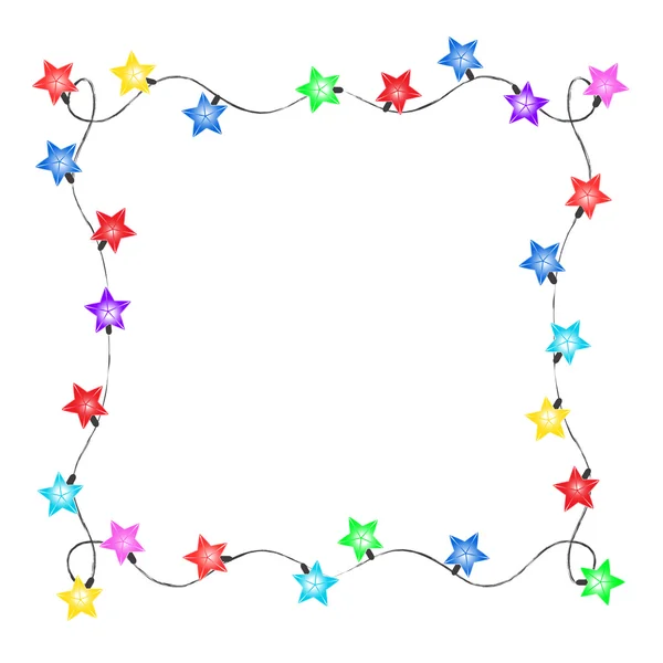 Kerstmis frame van de gekleurde lantaarns sterren, vector. — Stockvector