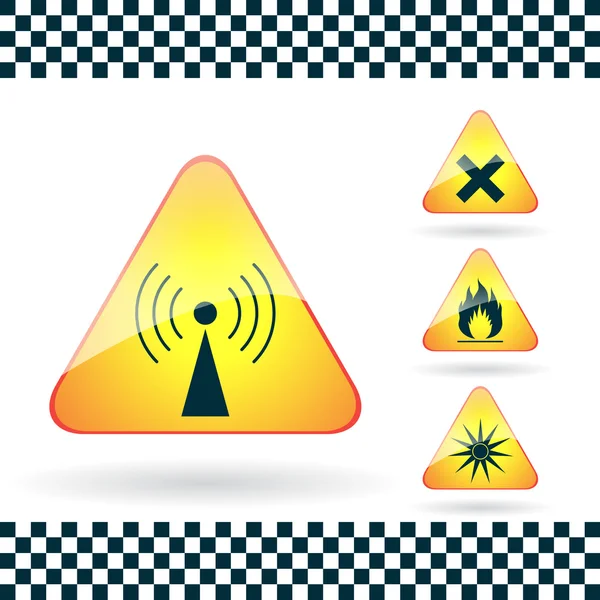 Set of Triangular Warning Hazard Signs — Stock Vector