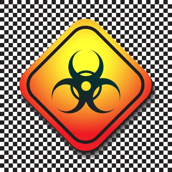 Biohazard-Warnschild auf einem quadratischen Tisch auf schwarz-weißem Hintergrund. — Stockvektor