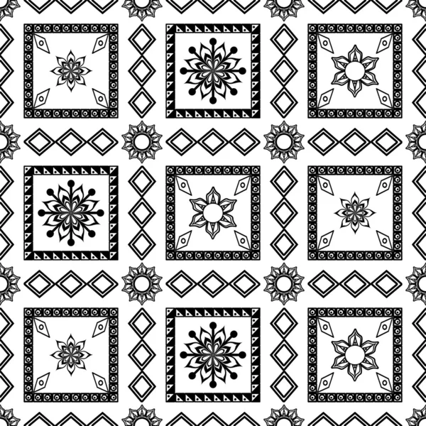 Abstract patchwork black and white pattern — Stock Vector