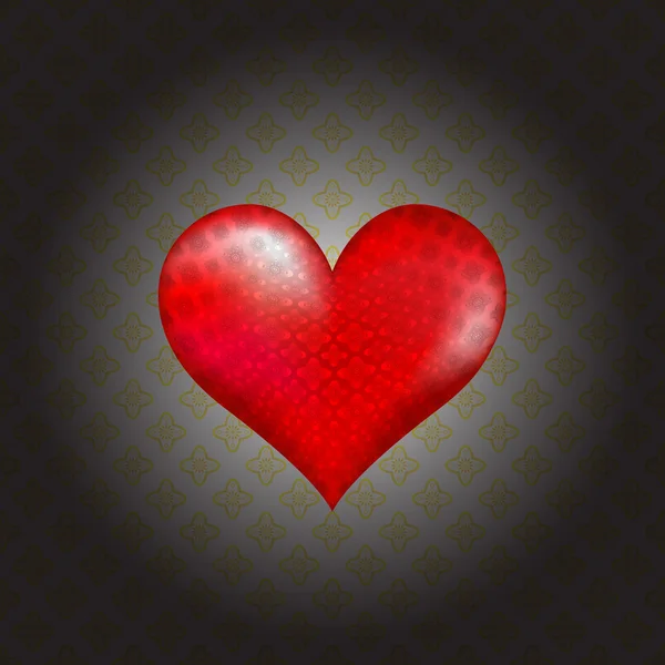 Volume hearts suit on a dark background. — Stockový vektor