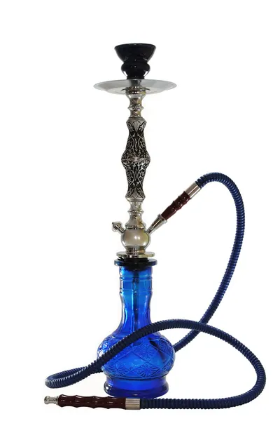 Arabic blue glass hookah isolated on white background — Stock Photo, Image