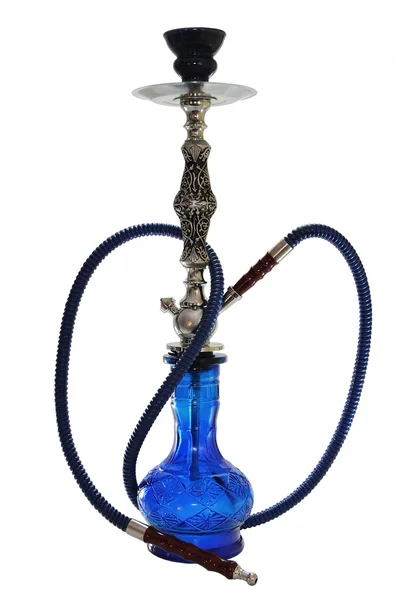 在白色背景上的阿拉伯水烟蓝色玻璃 — 图库照片