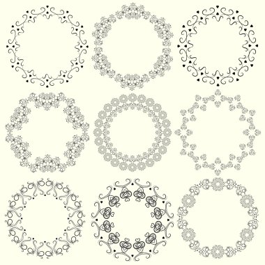 vintage yuvarlak kare düğümler kümesini.