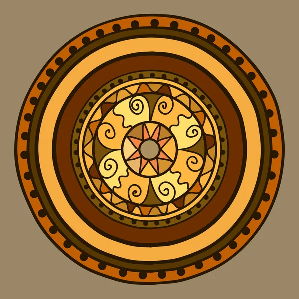 Circle with decorative swirls. Drawn by hand. Vector gold in brown shades. — Stock Vector