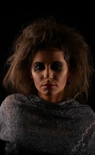 Boszorkány, mint sötét háttér portréja — Stock Fotó