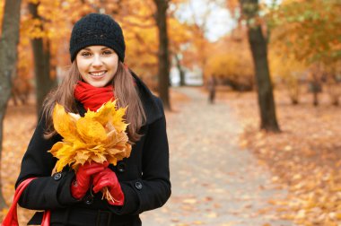 genç çekici kız sonbahar Park