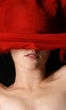 Bayan kırmızı üzerine