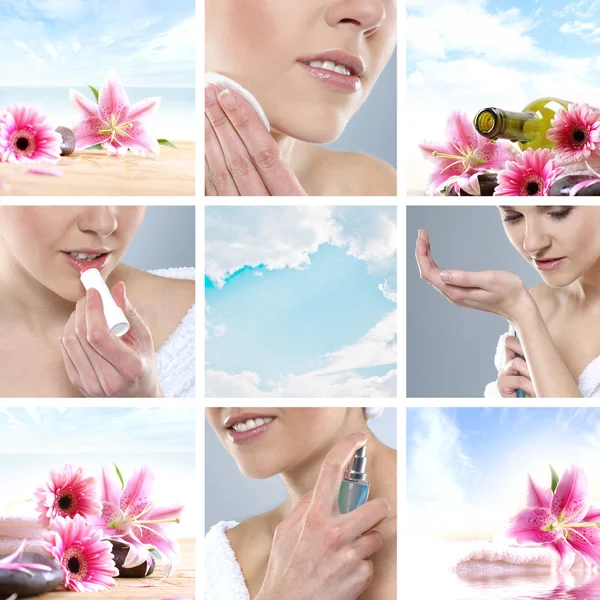 Bellissimo collage spa composto da molti elementi — Foto Stock