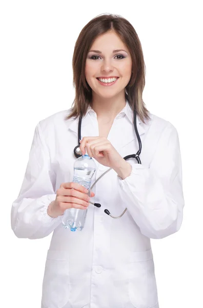 Young attractive doctor isolated over white background — Stock Photo, Image