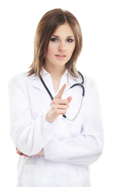 Young attractive female doctor isolated on white — Stock Photo, Image