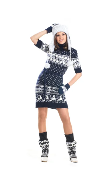 Natív skandináv ruhák a fiatal és vonzó lány — Stock Fotó