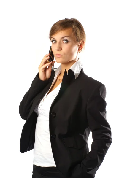Giovane donna d'affari attraente sul cellulare — Foto Stock