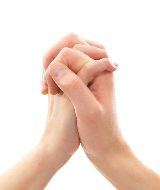 eller üzerinde beyaz izole