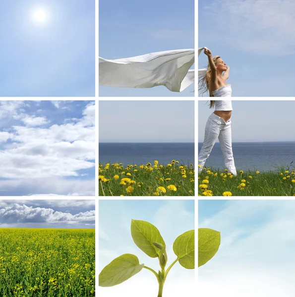 Sexy blond over sky background Stock Image