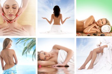 bazı parlak resimleri yapılmış spa ve sağlık kolajlar