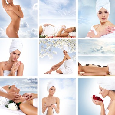 güzel spa kolaj yapılmış dokuz unsurları