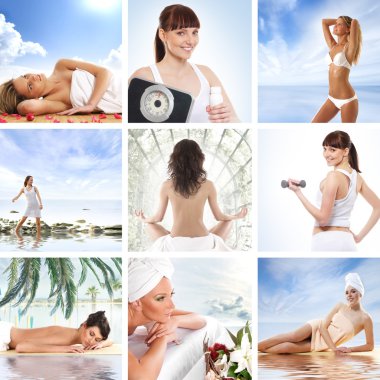 bazı parlak resimleri yapılmış spa ve sağlık kolajlar