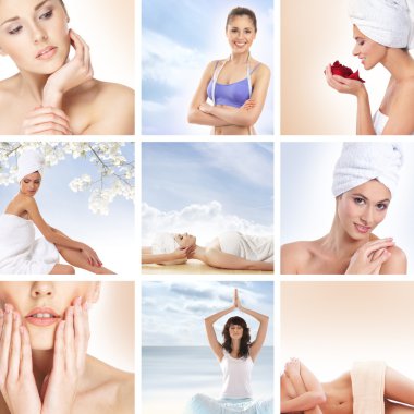 güzel spa ve sağlık kolaj yapılmış birçok unsuru