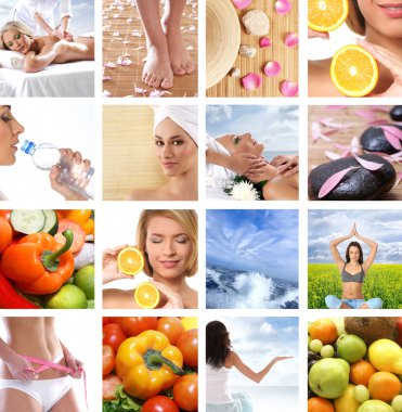 sağlıklı beslenme ve sağlık hakkında güzel bir kolaj