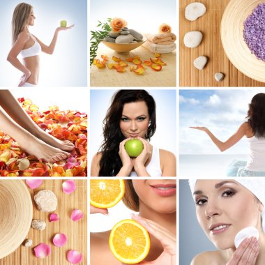 sağlıklı beslenme ve sağlık hakkında güzel bir kolaj