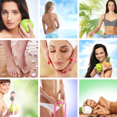 bazı parlak resimleri yapılmış spa ve sağlık kolajlar