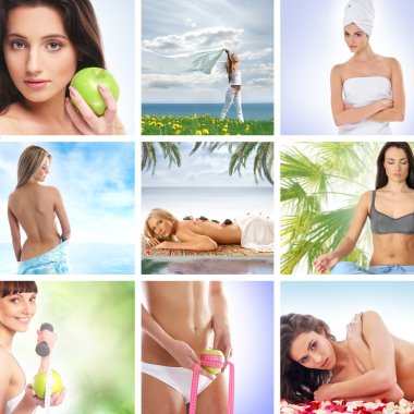 bazı parlak resimleri yapılmış spa ve sağlık kolajlar